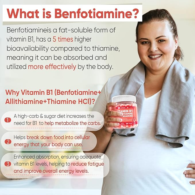 Vitamin B1 & Methylated Vitamin B Complex Gummies - All B Vitamins, Benfotiamine, Thiamine & Inositol, Methylated B1 B2 B6 Multivitamins, L-methylfolate, Methyl B12 for Nerve Cognition Energy, 120Cts