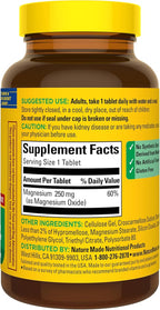 Nature Made Magnesium Oxide 250 mg, Magnesium Supplements for Men and Women, Support for Muscle, Heart, Bone and Nerve Health, 200 Tablets, 200 Day Supply