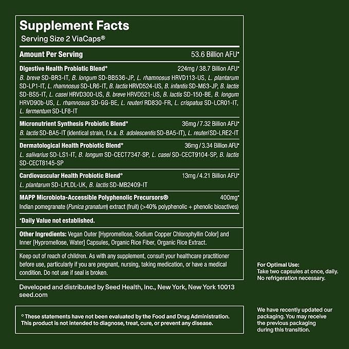 Seed DS-01 Daily Synbiotic - Prebiotic and Probiotic for Women & Men - Digestive Health, Gut Health, Immune Support, Bloating & Constipation Relief - Vegan & Shelf-Stable - 60-Day Refill (120ct)