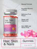 Horbäach Hair Skin and Nails Gummies | 100 Count | with Biotin | Fruit Flavored Vitamins | Non-GMO, Gluten Free Supplement
