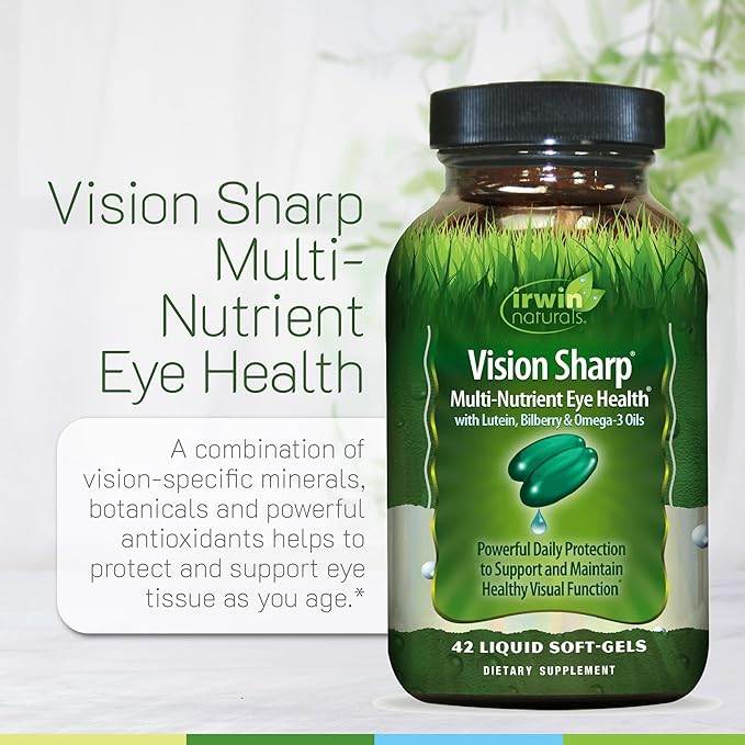 Irwin Naturals Vision Sharp Multi-Nutrient Eye Health with Lutein, Bilberry & Omega-3s - 42 Liquid Softgels