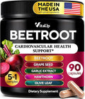 Beet Root Capsules - USA Made Beetroot Supplement for Normal Circulation, Nitric Oxide & Heart Support - 5-in-1 Beets with Grape Seed, Garlic Extract, Hawthorn Berry, Olive Leaf - 90 Vegan Caps