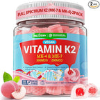 Vitamin K2 Gummies MK-7 200 mcg & MK-4 500 mcg for Women & Men Sugar Free, Perfect 2-IN-1 Full Spectrum Vitamin K2 Supplement for Bone, Promotes Calcium Absorption, Brain, Teeth, Immune, Pack of 2