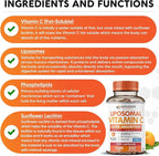 Wholesome Wellness Liposomal Vitamin C Capsules (200 Pills 1500mg Buffered) High Absorption, Immune System & Collagen Booster, High Dose Fat Soluble Immunity Support Ascorbic Acid, Natural Vegan
