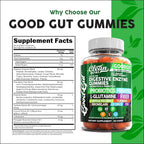 Clean Nutraceuticals Digestive Enzymes with Probiotics & Prebiotics for Digestive Health Gummies & L-Glutamine for Gut Health Bromelain Apple Pectin Inulin FOS Plant Based Vegan Gummy Vitamins