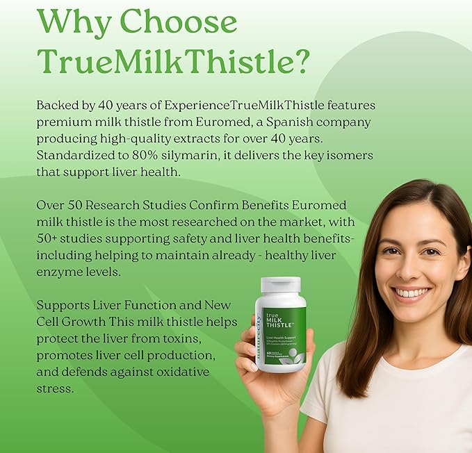 NatureCity TrueMilkThistle | Milk Thistle Supplement 525mg | Milk Thistle (80% silymarin) containing 420mg of Silymarin | Antioxidant Support | Liver Support Supplement | 60 Veggie Capsules