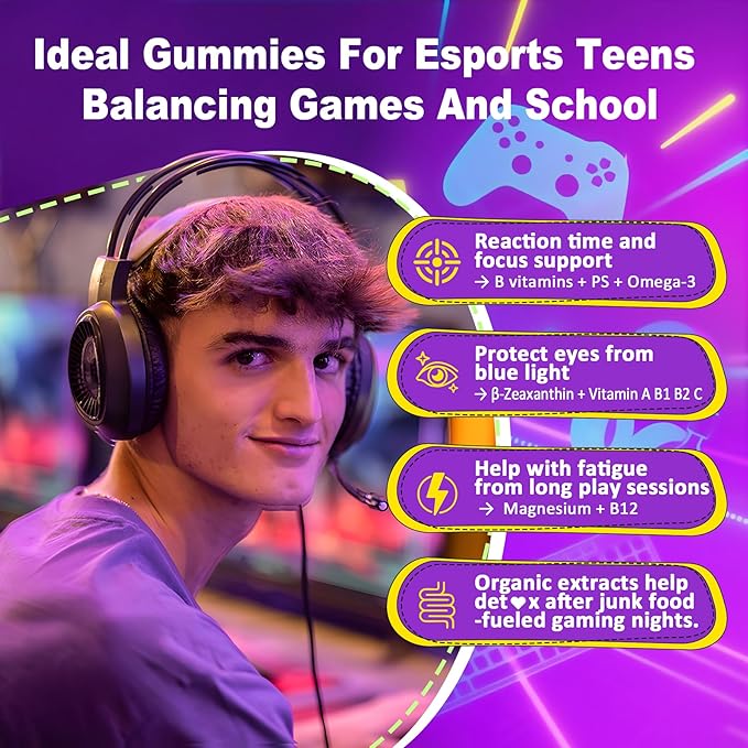 Multivitamin Filled Gummies for Teen Boys Girls 12-17, 18, 19, Kids 10+ Multivitamin with Omega 3, Calcium + Magnesium + Zinc, Multi-Minerals for Adolescent 10-19S Brain, Bone, Energy, Immune