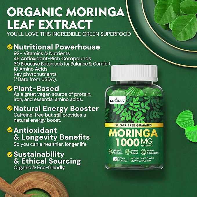 1Pack Liposomal Fisetin 200mg Liquid Gummies + 2Pack Moringa Gummies 1000mg, Sugar Free