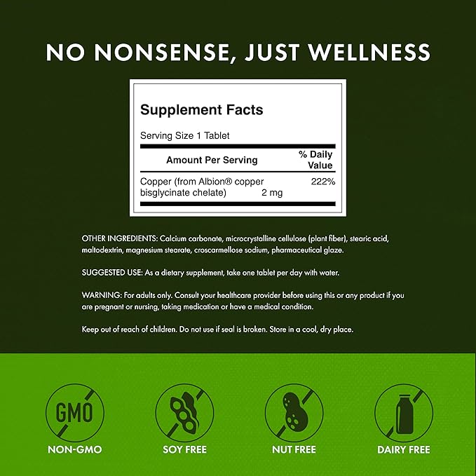 Swanson Copper Chelate Mineral Supplement for Adults Seeking Antioxidant, Immune, and Red Blood Cell Support - 2 mg (300 Tablets, 3 Pack)
