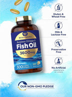 Carlyle Burpless Fish Oil 3600 mg | 300 Softgels | with Omega-3 Fatty Acids | Lemon Flavor | Non-GMO, Gluten Free Supplement | by Wild Pacific