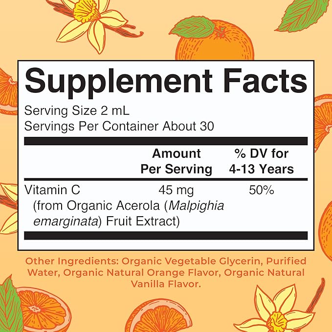 MARYRUTH'S Kids Vitamin C Drops | Vegan Immune Support Supplement for Ages 4-13 | Immune Support & Overall Health | Vitamin C from Organic Acerola Fruit Extract | 2oz