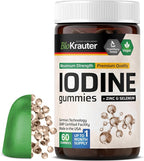 BIO KRAUTER® Iodine with Zinc and Selenium for Thyroid Support - Vegan Potassium Iodide for Antioxidant & Immune Support - Selenium Supplements for Women - 60 Gummies, Non-GMO, Apple Flavor