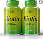 ALFA VITAMINS Biotin 10,000 mcg High Potency Vitamin B7 Supplement for Hair, Skin & Nail Support – 60 Tablets (2-Pack)