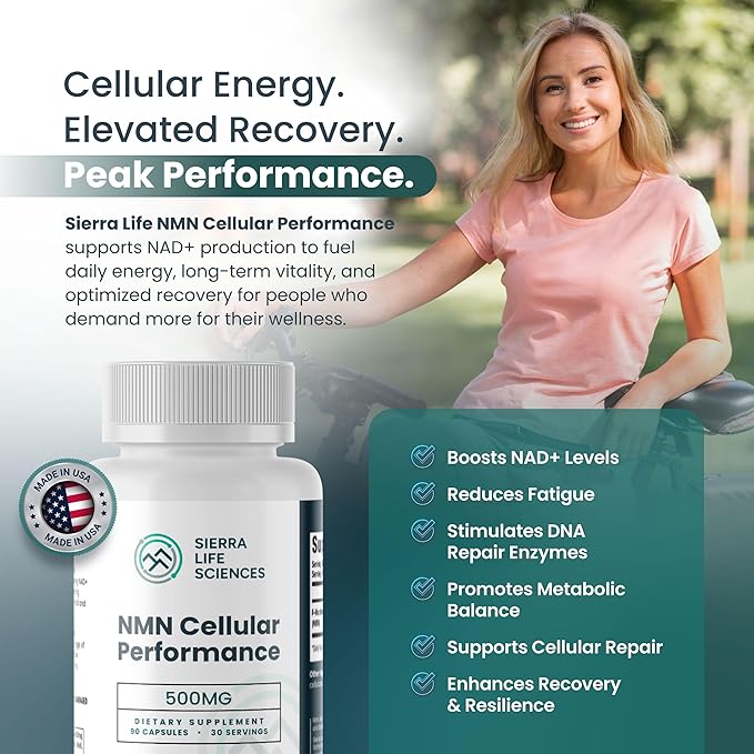 NMN Cellular Performance – 500mg Nicotinamide Mononucleotide for NAD+ Support, Cellular Energy & Recovery – Longevity & Performance Supplement – (2-Pack)