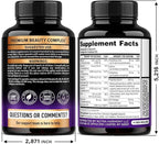 Biotin | Collagen | Hyaluronic Acid | Keratin - Clinically Tested Supplement - Hair Growth Support, Skin & Nails - 25000 mcg Vitamins B2, B3, B6 & B7 + B1 - Made in USA - Women & Men | 180 Capsules