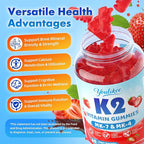2 Pack Sugar-Free Vitamin K2 Gummies, Dual Formula Vitamin K2 Supplement with MK-7 & MK-4, Supports Bone Health, Gluten-Free, Non-GMO, Sugar-Free, Strawberry Flavor, 120 Gummies