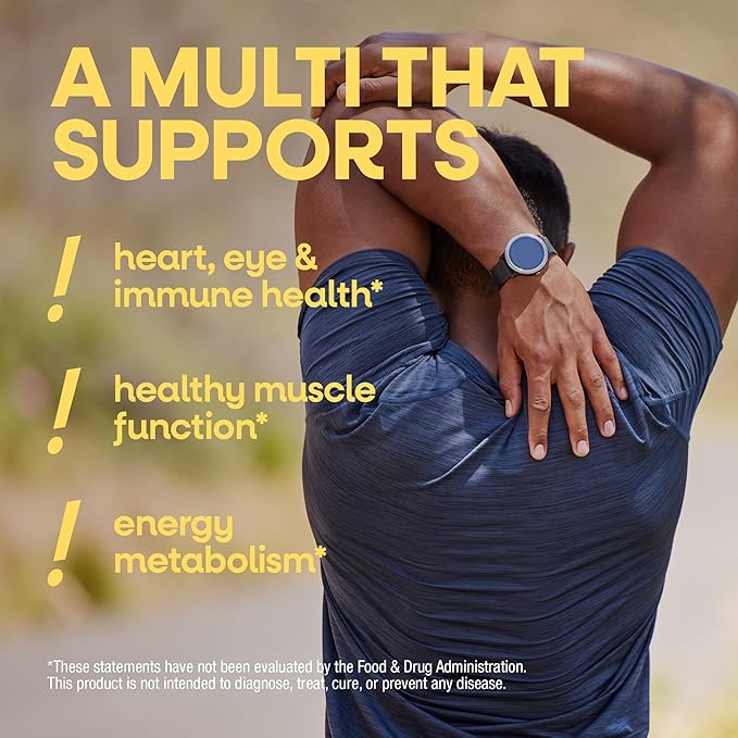 Nature's Way Alive! Men’s Multivitamin Gummies, Daily Gummy Vitamin for Men, Supports Cellular Energy Metabolism, Immune Health, Muscle Function*, with Vitamins A, C, D3, Zinc, Vegetarian, 60 Count
