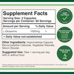 L Glutamine Capsules - No Fillers (1000mg Servings, 120 Capsules) Non-GMO, Gluten Free, Keto Safe, Vegan Friendly, Third Party Tested (for Endurance and Gut Health) by Double Wood (Pack of 2)