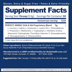 BodyHealth PerfectAmino - BCAA and EAA Powder for Pre and Post Workout - Amino Acid Energy Drink for Men and Women to Support Lean Muscle and Recovery - Unflavored (Lightly Sweetened) - 30 Servings