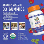 MARYRUTH'S Organic Vitamin D3 Gummies | 1000 IU | USDA Organic | Immune Support| Bone Health | Muscle Function | for Adults & Kids Ages 2+ | Vegan | Gluten Free | 2 Month Supply | 60 Count