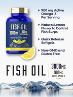 Carlyle Fish Oil 3000mg | 900mg Omega 3 | 90 Softgels | Lemon Flavor | Non-GMO and Gluten Free Supplement