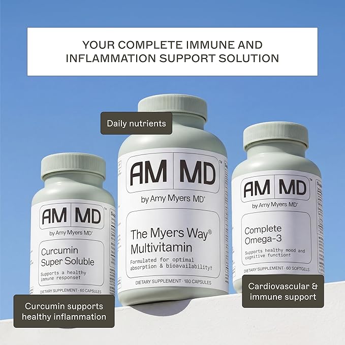 Amy Myers MD Curcumin Super Soluble - Supports Immune Health, Gut Integrity & Liver Detox Pathways - BCM-95 Turmeric - High Bioavailability - 60 Capsules (60 Servings)