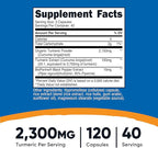 Nutricost Turmeric Curcumin with BioPerine and 95% Curcuminoids, 2300mg, 120 Capsules, Veggie Capsules, 767mg Per Cap, 40 Servings, Gluten Free, Non-GMO