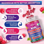 2 Pack Kids Magnesium Gummies, Magnesium Glycinate Gummies for Kids & Adults with L-Theanine, Chamomile, Vitamin D, B6 for Sleep, Relaxation, Brain & Muscle, Sugar Free Raspberry