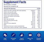 30-In-1 Adult Multivitamin with Iron - Antioxidant Rich Over 50 Multivitamin for Women and Men with Vitamins A C D E B Complex Zinc Magnesium Myo Inositol Lutein Lycopene & More - 2 Month Supply