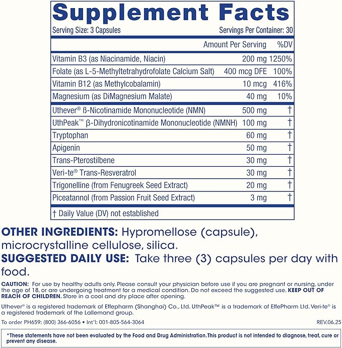 ProHealth NAD Triple Boost™ with NMN 500mg and NMNH 100 mg Plus Apigenin and Trans-Resveratrol. Promotes Longevity, Heart and Brain Health, Activates Sirtuins for Cellular Repair (30 Servings)