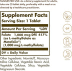 Solgar Folate 1000 mcg, 120 Tablets - 1000 mcg Bio-active Metafolin - Vegan, Gluten Free, Dairy Free, Kosher - 120 Servings