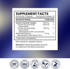 Research Verified Turmeric Curcumin Supplement with Black Pepper (BioPerine) - High Potency Curcumin - Antioxidant, Joints & Daily Wellness - 60 Vegan Turmeric Capsules - Made in USA - 1 Month Supply