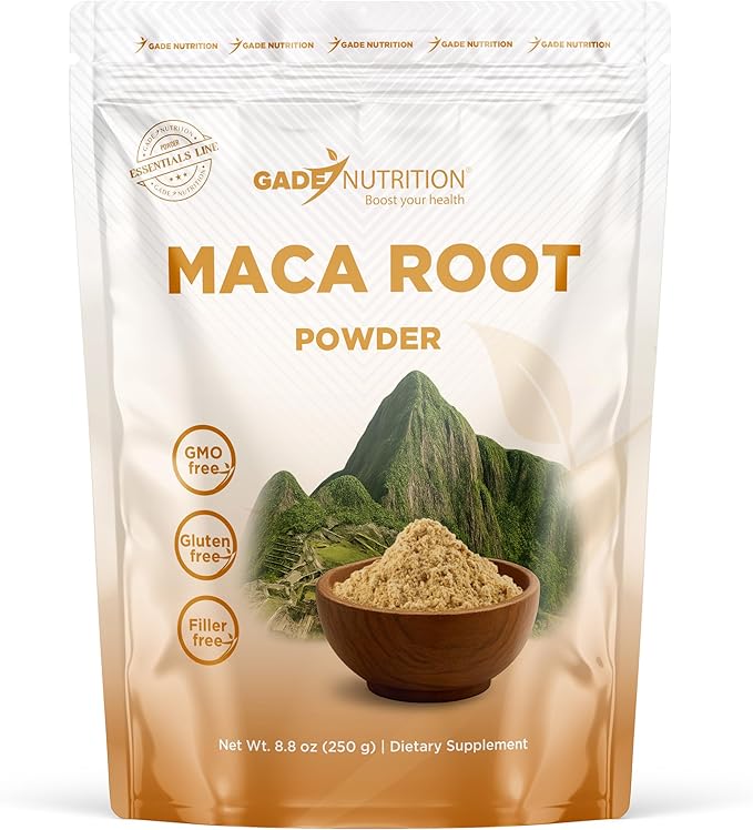 Gade Nutrition Organic Maca Root Trio Powder - Yellow, Red and Black Maca | 250g (8.8 oz) | Non-GMO, Gluten-Free, Dairy Free, Vegan | USA Ma