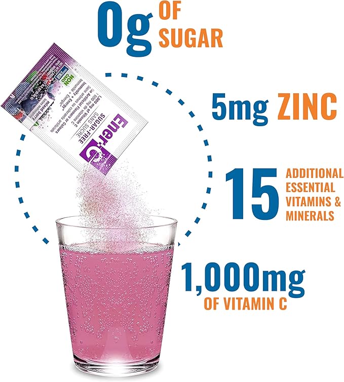 Ener-C Sugar Free Multivitamin Drink Mix - Vitamin Powder for Water, Electrolytes Powder No Sugar, Hydration Boost Packets, Zero Sugar, Vitamin C & B12 Supplement Liquid Mix - Mixed Berry, 30 Count