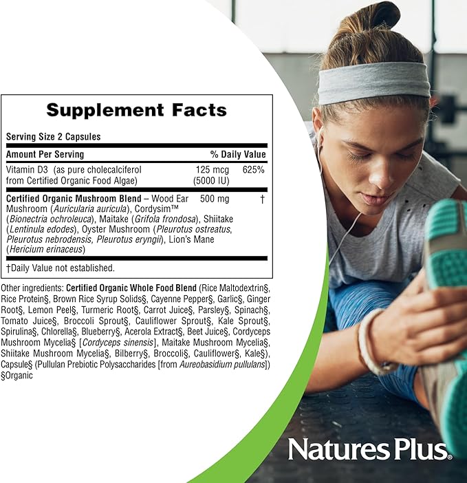NaturesPlus Source of Life Garden Vitamin D3 - 60 Capsules, Pack of 2 - Immune System Support - USDA Certified Organic, Non-GMO, Vegan, Gluten Free - 60 Total Servings