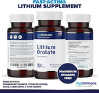 Lithium Orotate 10mg per Capsule - 60 Vegetarian Capsules. Memory and Emotional Wellness Support - Magnesium Stearate Free - 2 Months Supply of Lithium Supplement. (2)
