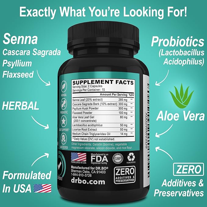 Colon Cleanser Detox for Weight Flush - 15 Day Intestinal Cleanse Pills & Probiotic - Fast Natural Laxative for Constipation Relief - Bowel Movement Supplements for Stomach Bloating, Gut Loss Support