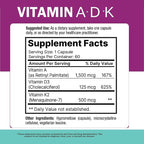 ADK Vitamin Supplement – Vitamins A, D3 & K2 MK-7 for Bone Health & Calcium Absorption – Gluten-Free, Non-GMO, Soy-Free – 60 Capsules (2-Month Supply)