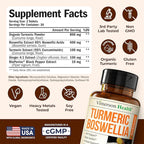 Boswellia Serrata Turmeric Supplement for Joint Support & Inflammation Balance – Turmeric Boswellia Supplement with Ginger & Black Pepper Extract for Enhanced Absorption – Non-GMO - 60 Tablets