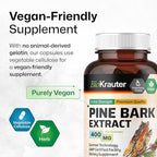 BIO KRAUTER® Pine Bark Extract for Circulatory & Antioxidant Support - Vegan French Maritime Pine Bark Herbal Supplements - Natural Antioxidants & Skin Support - 400 mg per Serving, 100 Сapsules