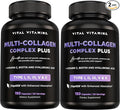 Vital Vitamins Multi Collagen Plus Capsules (2-Pack) - with Biotin, Hyaluronic Acid, Vitamin C - Type I, II, III, V, X Peptides - Collagen Supplements for Men & Women - Hair, Skin, Nails Complex