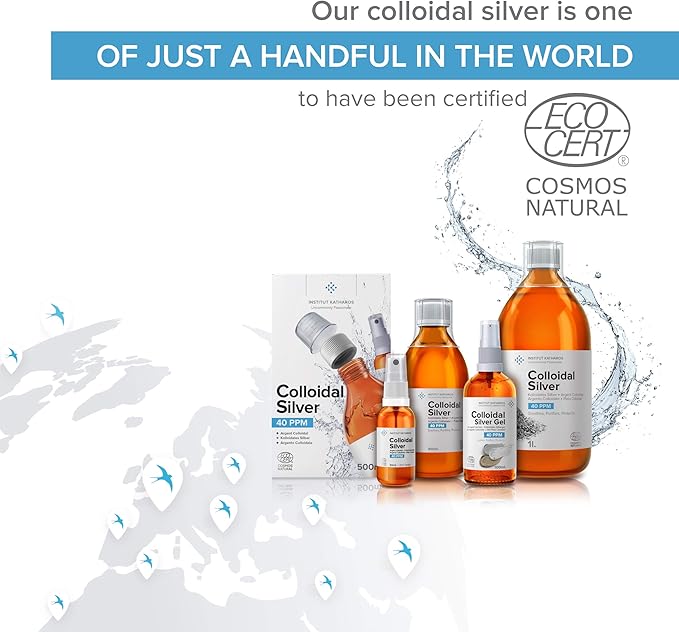 Premium Colloidal Silver Spray 40 PPM 1 fl oz ● 100% Natural ● Ebook Inc. ● Superior Concentration, Smaller Particles = Better Results ● Certified by 3 Independent Laboratories ● We are Specialists.