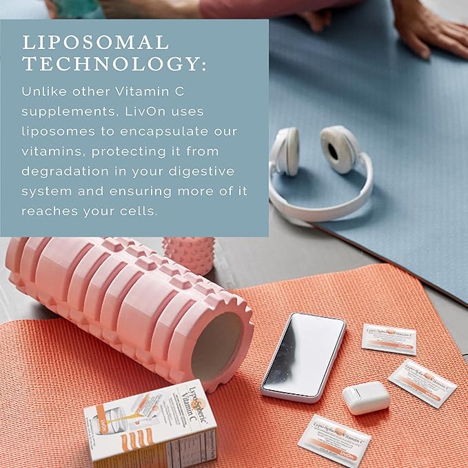 LivOn Laboratories Lypo–Spheric Vitamin C, 1000 mg Vitamin C & 1000 mg Essential Phospholipids Per Packet, Liposome Encapsulated for Improved Absorption, 100% Non–GMO, 1 Carton, 0.2 Fl Oz (Pack of 30)