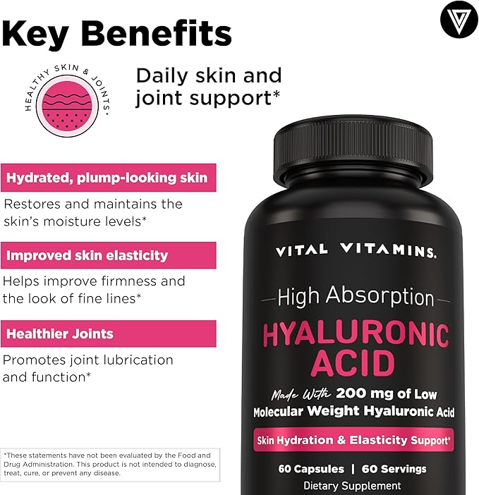 Vital Vitamins NAD+ 30 ct + Hyaluronic Acid Capsules 60 ct