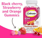 Caltrate Gummy Bites 500 mg Calcium and Vitamin D Supplement, Black Cherry, Strawberry, Orange - 50 Count