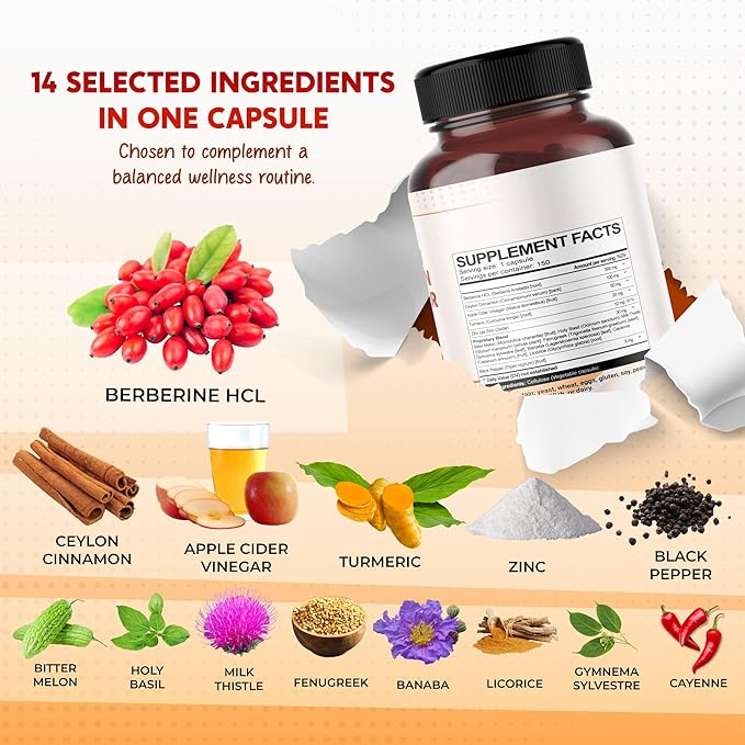 Berberine Cinnamon Apple Cider Vinegar Turmeric - Overall Wellness Support