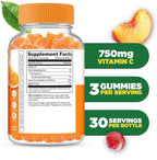 Lifeable Vitamin C Gummies for Adults | 750mg | Great Tasting Orange Flavor VIT C | Vegan Non GMO Vitamin C Chewable | for Immune Support | 90 Gummies