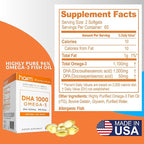 HAIM DHA 1000 Omega-3 Fish Oil - 90% Purity with 1000mg DHA, 50mg DPA - High Potency Fish Oil Supplement for Brain, Eye & Heart Support - Promotes Overall Wellness & Focus - 1 Box, 60 Softgels