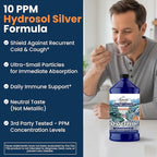 Optivida Colloidal Silver Liquid - 10 PPM Liquid Silver Immune Support, Pure Nano Silver Hydrosol Liquid for Family Wellness - Natural Silver Water for Adults & Kids, Non-GMO, 3rd Party Tested - 32 Oz