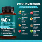 NEW AGE NAD+ Supplement Complex – NAD+ 300 mg with Astaxanthin, Urolithin A, Resveratrol, CoQ10 & Antioxidant Blend – Cellular Energy, Mitochondrial Support or Women & Men – Vegan, Non-GMO- 180 Count